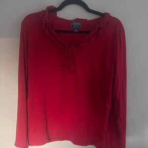 Chaps Women's Scarlet Ruffle Neck Blouse